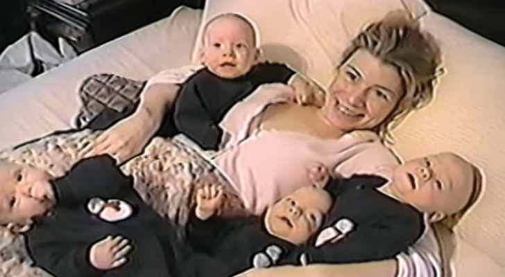 He films his wife with their quadruplets --- you won't be able to stop laughing!