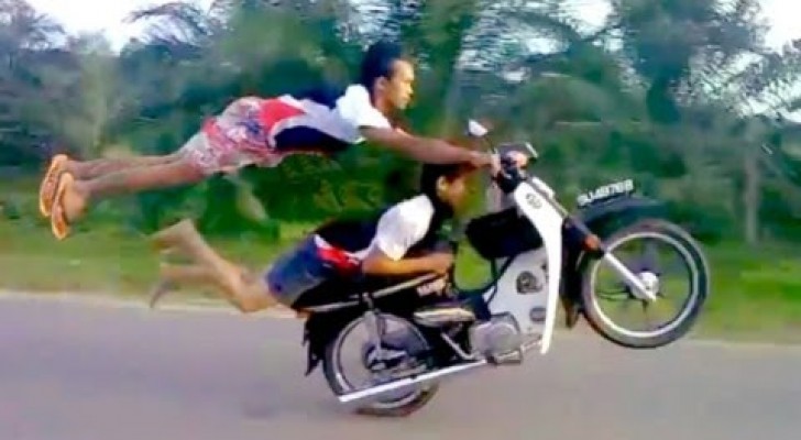 Two asian crazy stunts!